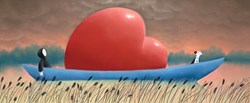 All Along the River by Mackenzie Thorpe - Original Drawing, Paper on Board sized 44x19 inches. Available from Whitewall Galleries